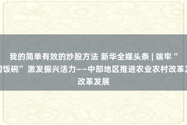 我的简单有效的炒股方法 新华全媒头条 | 端牢“中国饭碗” 激发振兴活力——中部地区推进农业农村改革发展