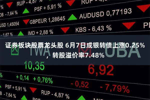 证券板块股票龙头股 6月7日成银转债上涨0.25%，转股溢价率7.48%