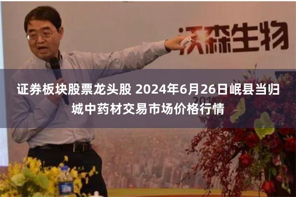 证券板块股票龙头股 2024年6月26日岷县当归城中药材交易市场价格行情